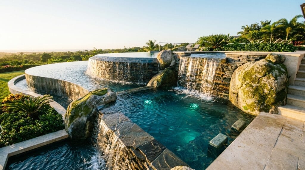 Elevating Luxury Landscapes With Custom Pool Waterfall Design elevating luxury landscapes with custom pool water 1771434087439